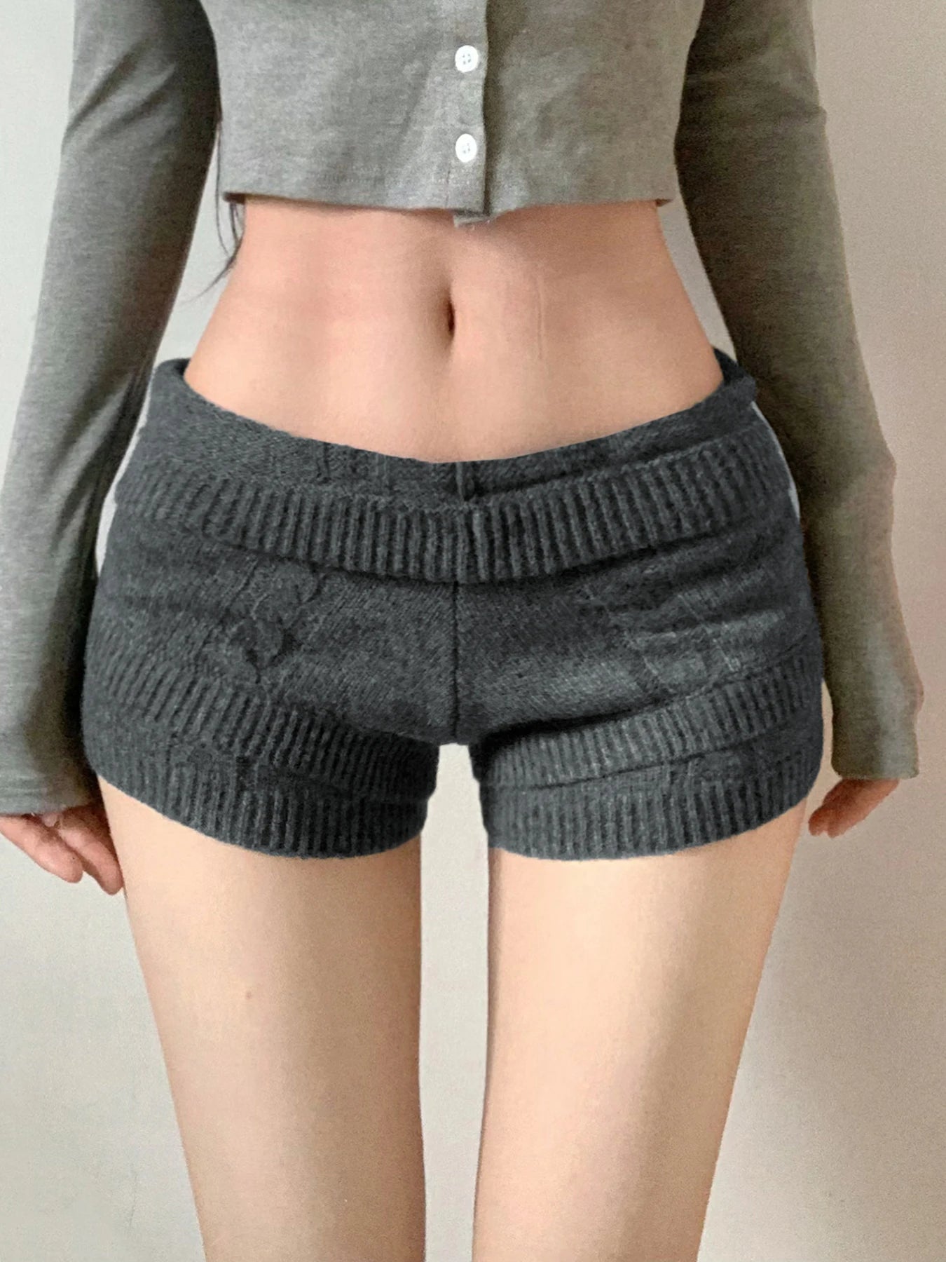 Slimming Knit Shorts Color 's Bottoms Leisure Comt