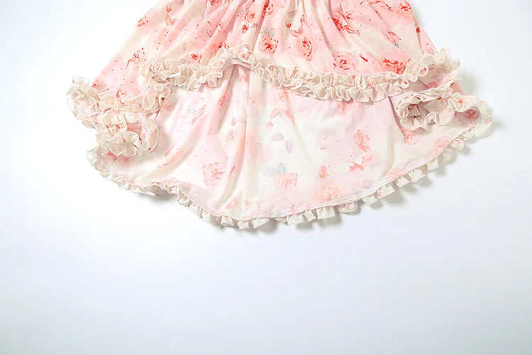 Patchwork Sweet Wrap Top Scarf Floral Ruffles printing Irregular Hem Three-Dimensional Flower Decoration Bandeau