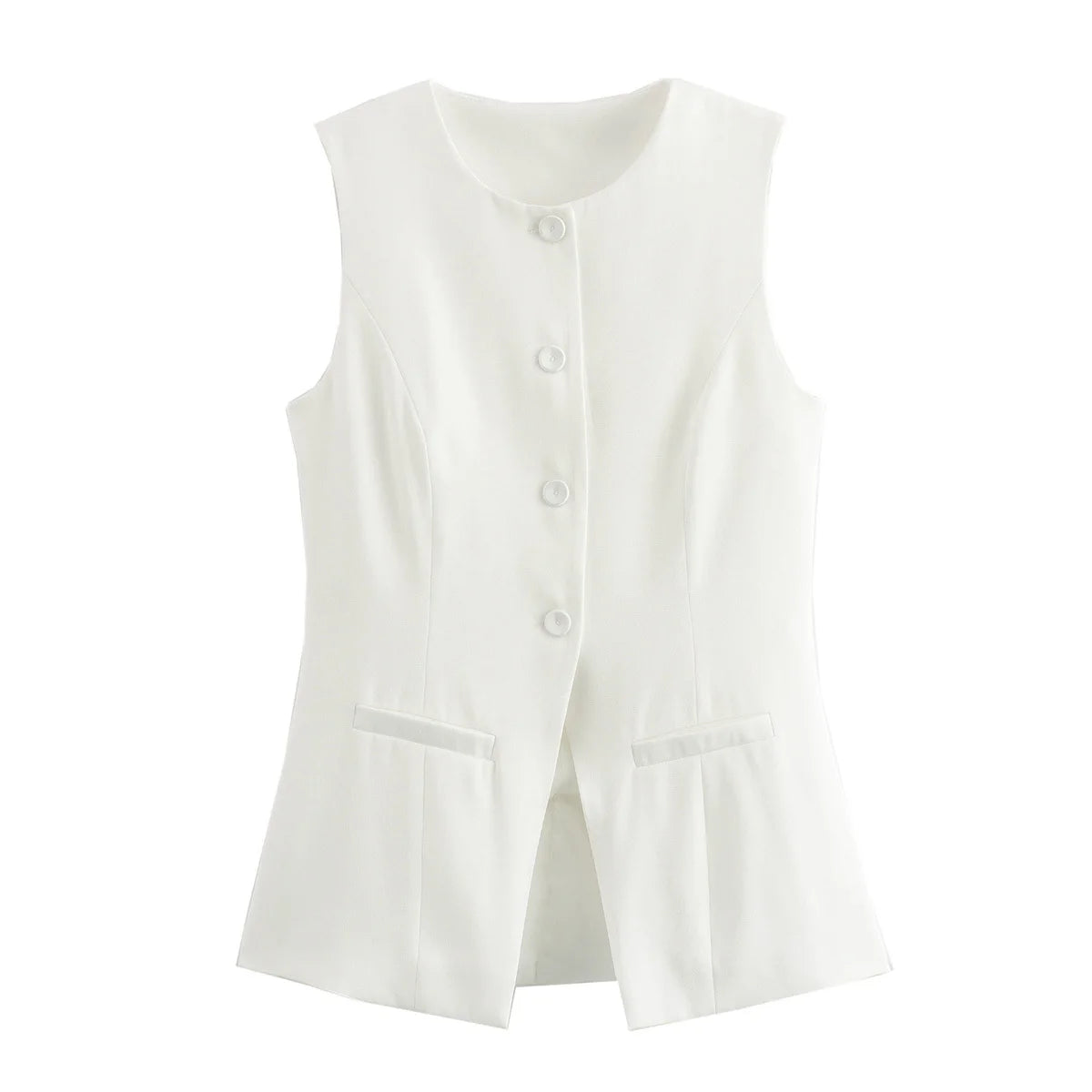 White Sleeveless Vest Button Vests for Jackets Pink Vest Top Street Tailored Vest