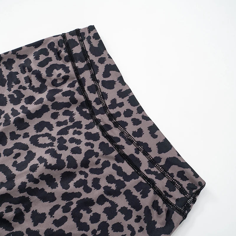'S Spring And Leopard Print Shorts Set Square Neck Tank Sleeveless High Waist Package Hip Shorts Sets
