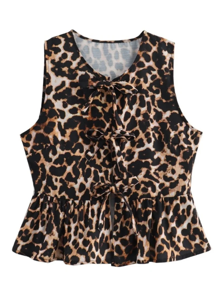 Striped Sleeveless Tie Up Top