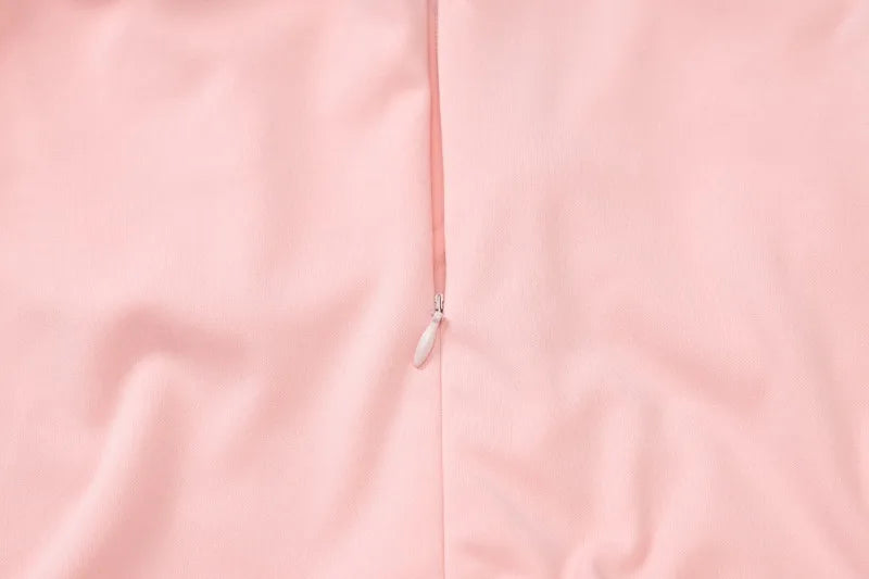 Pink V-Neck Sleeveless Chiffon Patchwork Midi Dress
