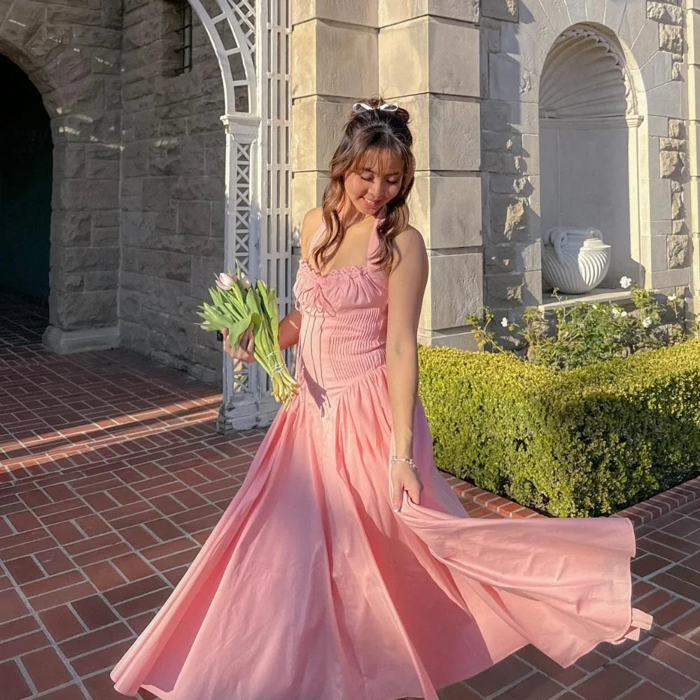 Slim Fit A-Line Halter Midi Dress