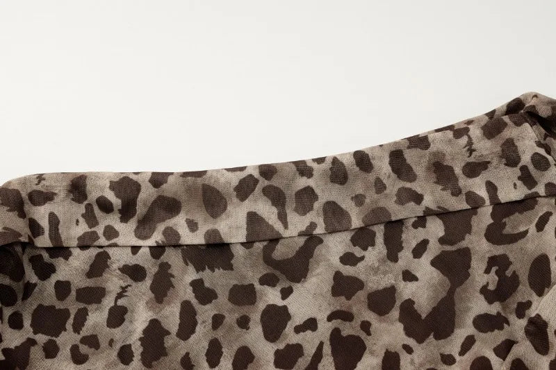 Leopard Mesh Sheer Long Sleeve Top