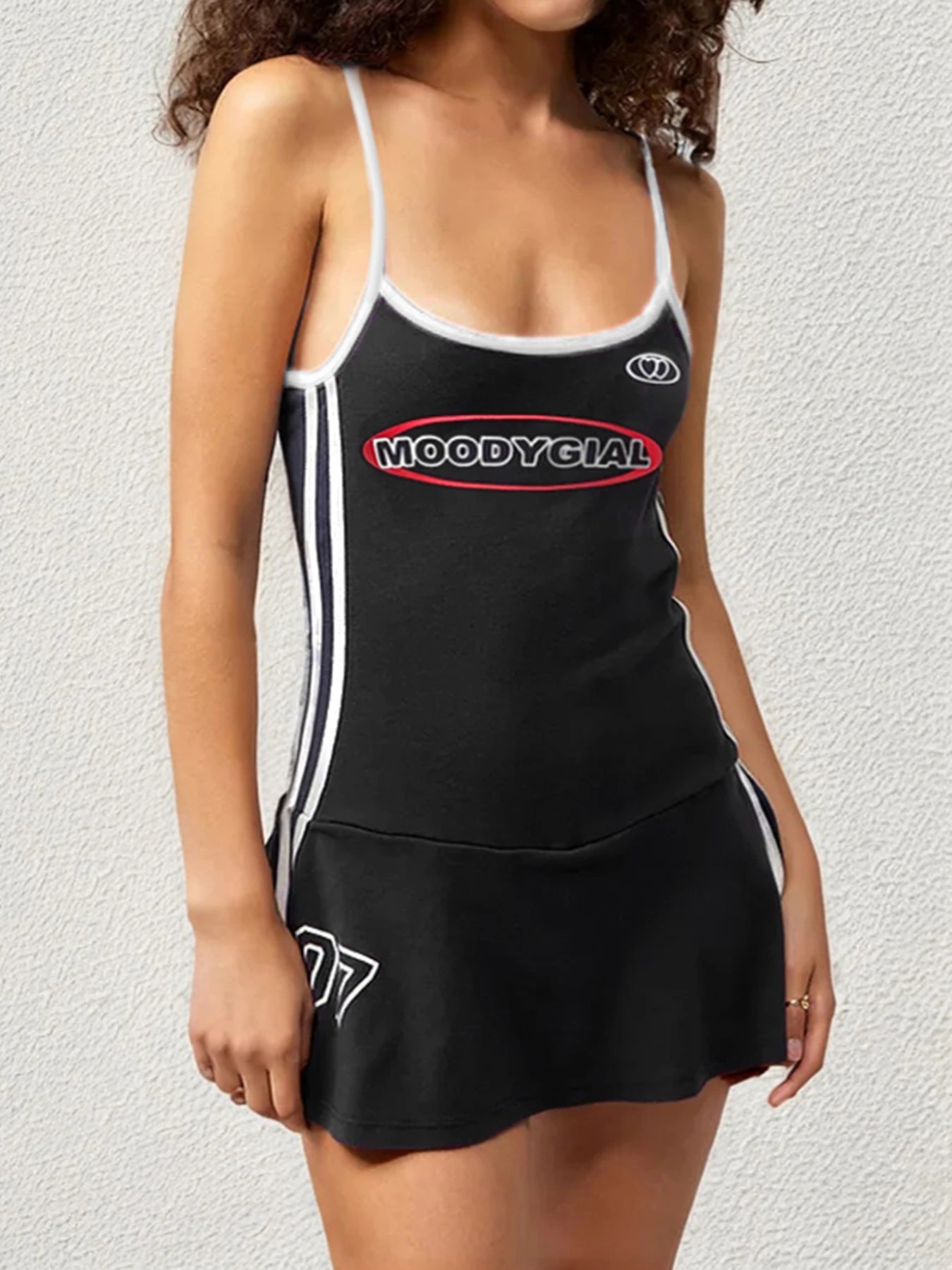 Sporty Leisure Mini Dress Preppy Letter Print Backless