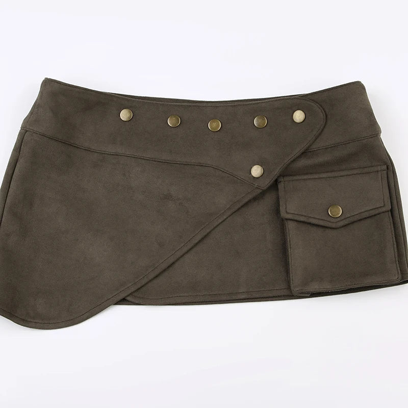Brown Low Waist Mini Skirt