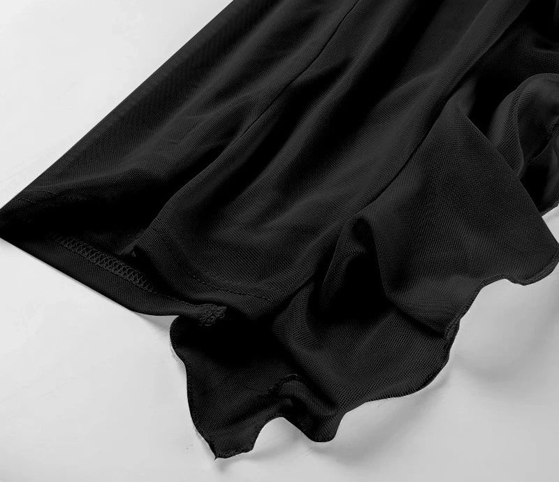 Hollow Out Mesh Dress Ruffles Slash Neck Sleeveless Maxi Dress