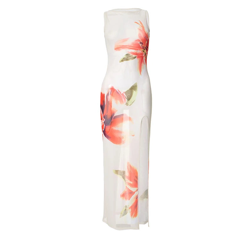 And Dress Light See-Through Pullover Sleeveless High Split ed