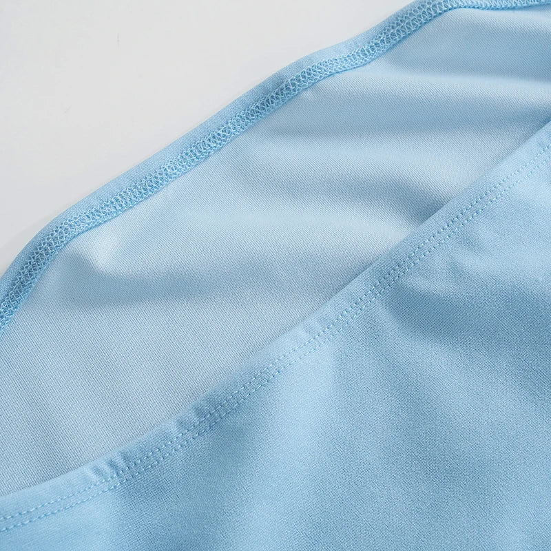 Soft Tender Slight Blue Strapless Wrap Mini Pleated Dress Pullover Charm Dating