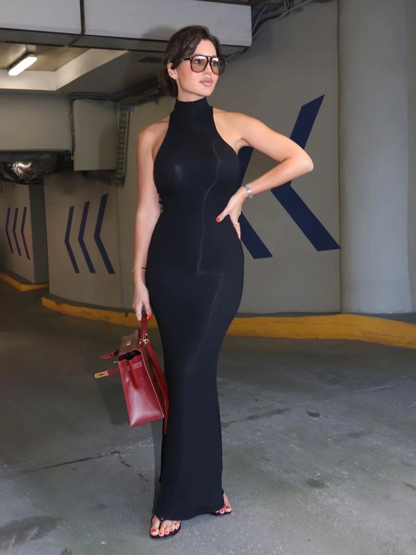 Black Turtleneck Maxi Bodycon Dress