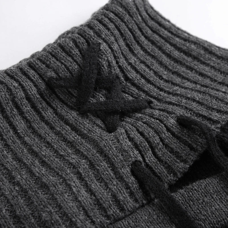Slash Neck Striped Knitted Sweaters Patchwork Pullovers HArajuku Grunge 's Top