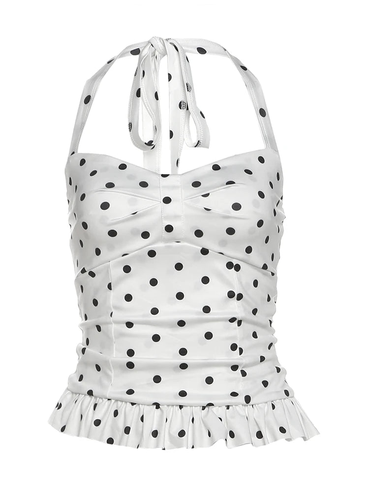 White Polka Dot Top