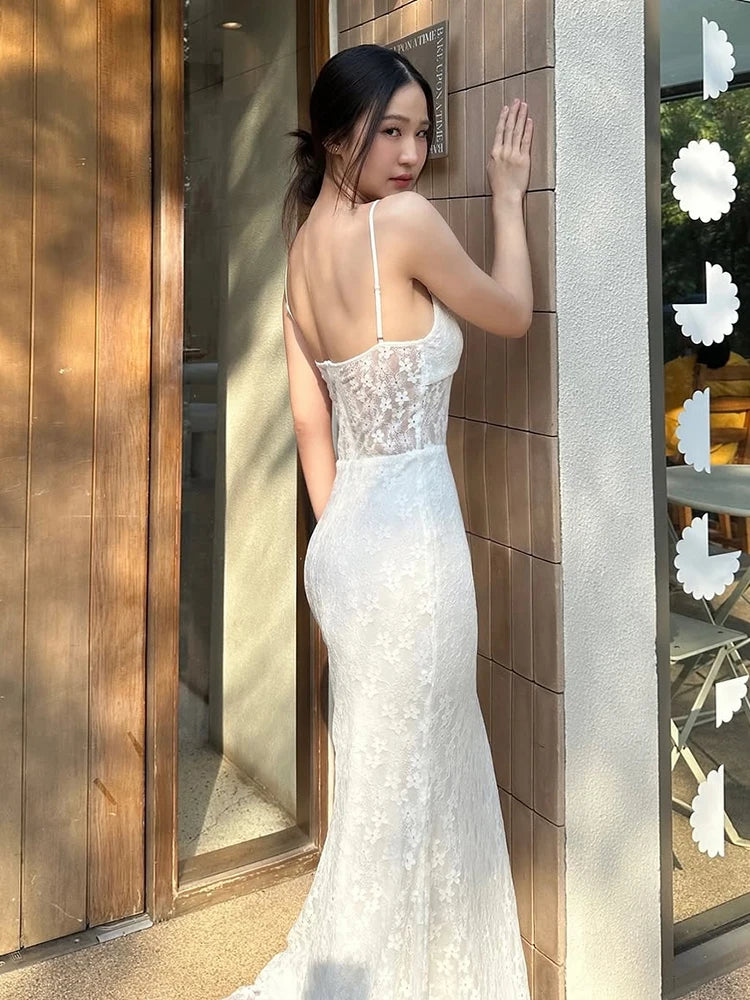 Jacquard Dress Thin Sleeveless Backless Low-Neck Slim