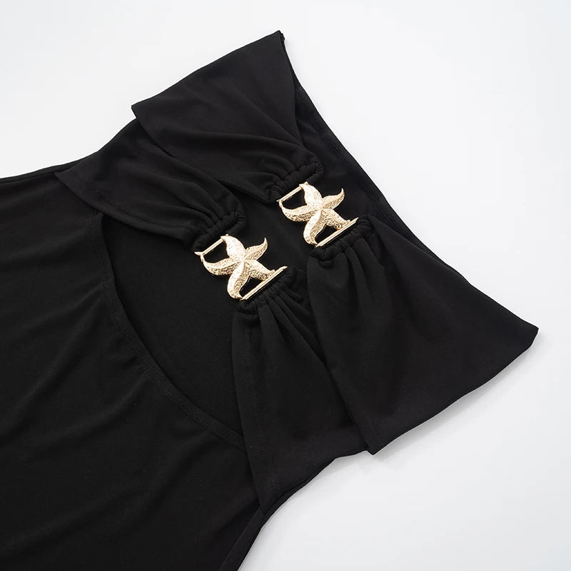 Black Strapless Hollow Out Slim Mini Dress