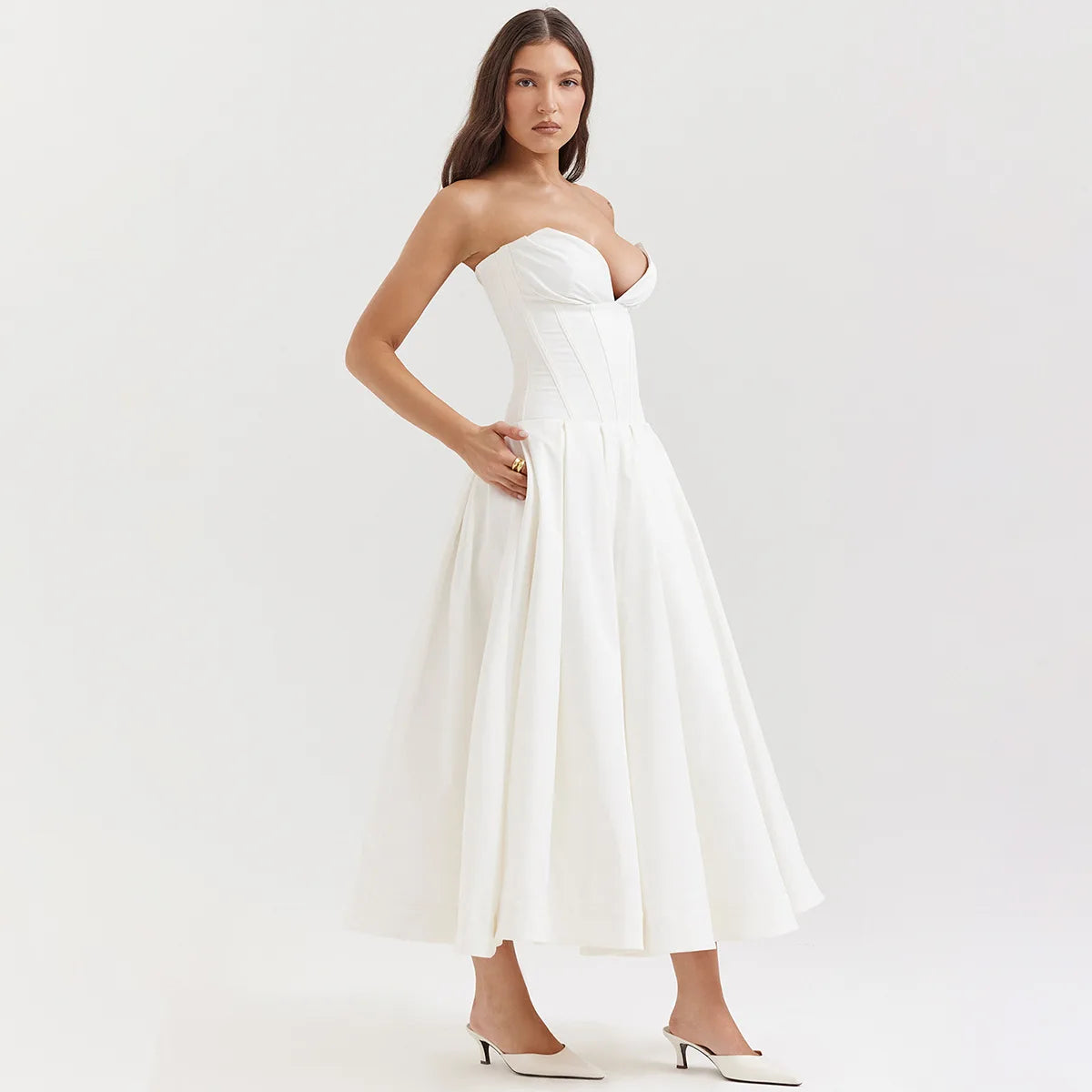 Strapless mal Occasion Dress Midi Dresses Red Wedding Guess Dress
