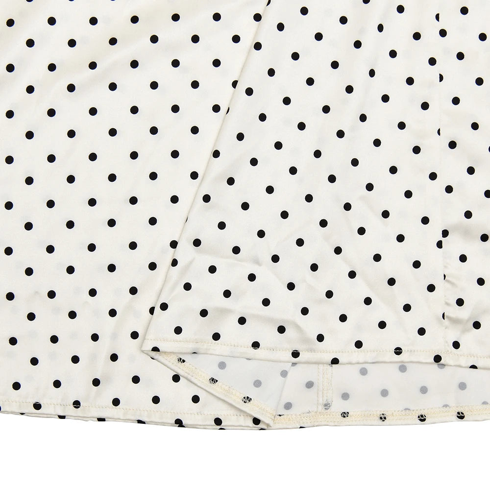 White Polka Dot Backless 3D Flower Slim Maxi Dress