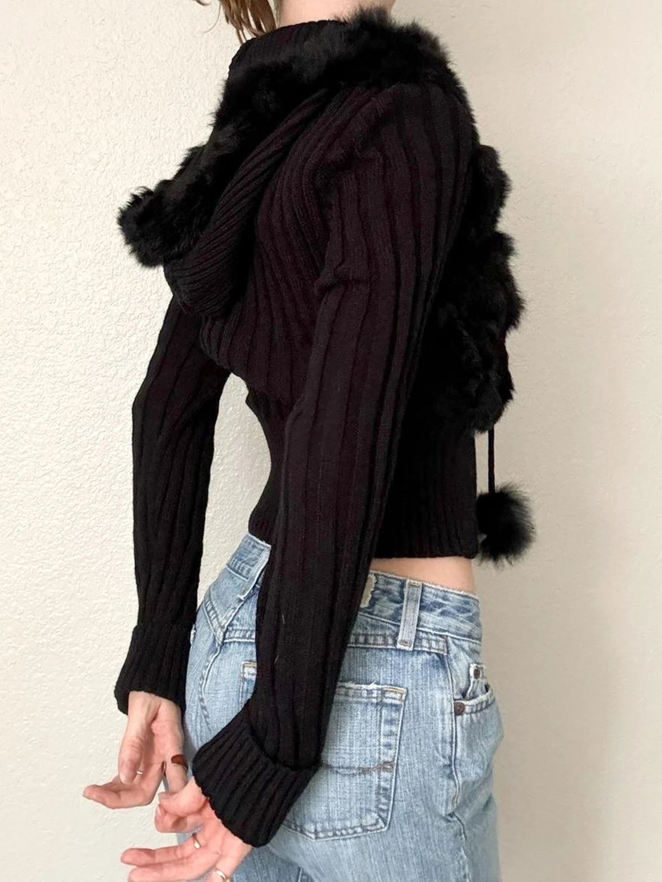 Zip Up Fur Patchwork Drawstring Hoodie Coats 's Jackets