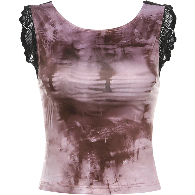 Tank Top Lace Shoulder Straps Stretch Street Vest