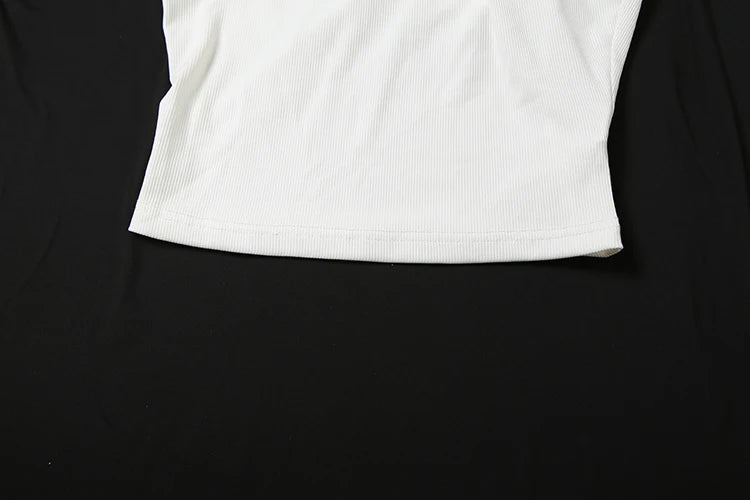2 Piece Set Irregular Skew Collar Backless Crop Top Ruched Skirts Suit