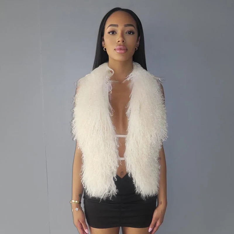 Vet Deep V Neck Large Backless Hair Collar Hanging Neck Top