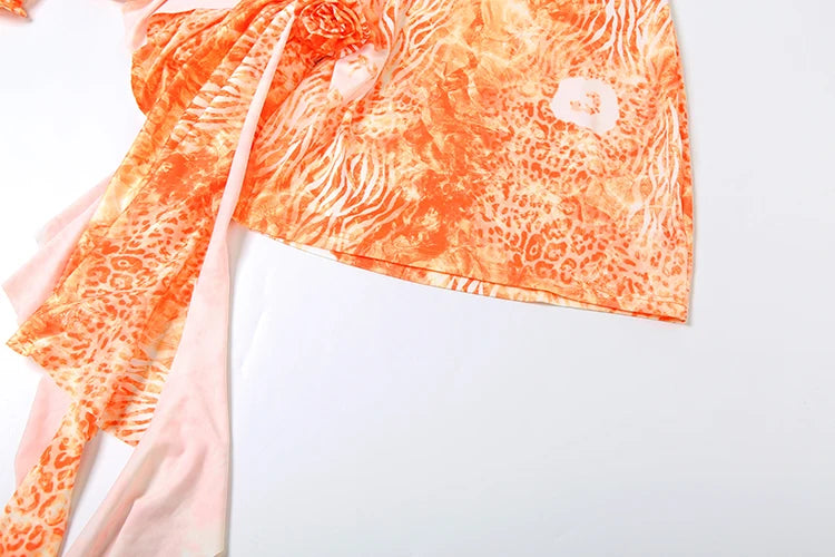 Orange Hollow Bodycon Mini Dress