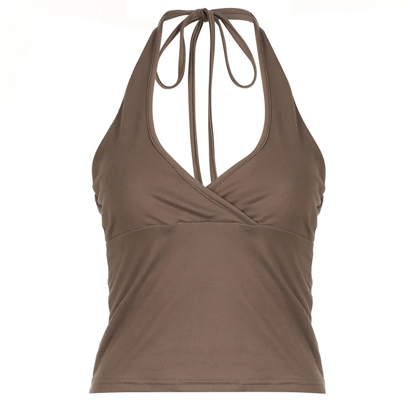 Halter Neck Camisole Backless Cropped Bustiers Slim