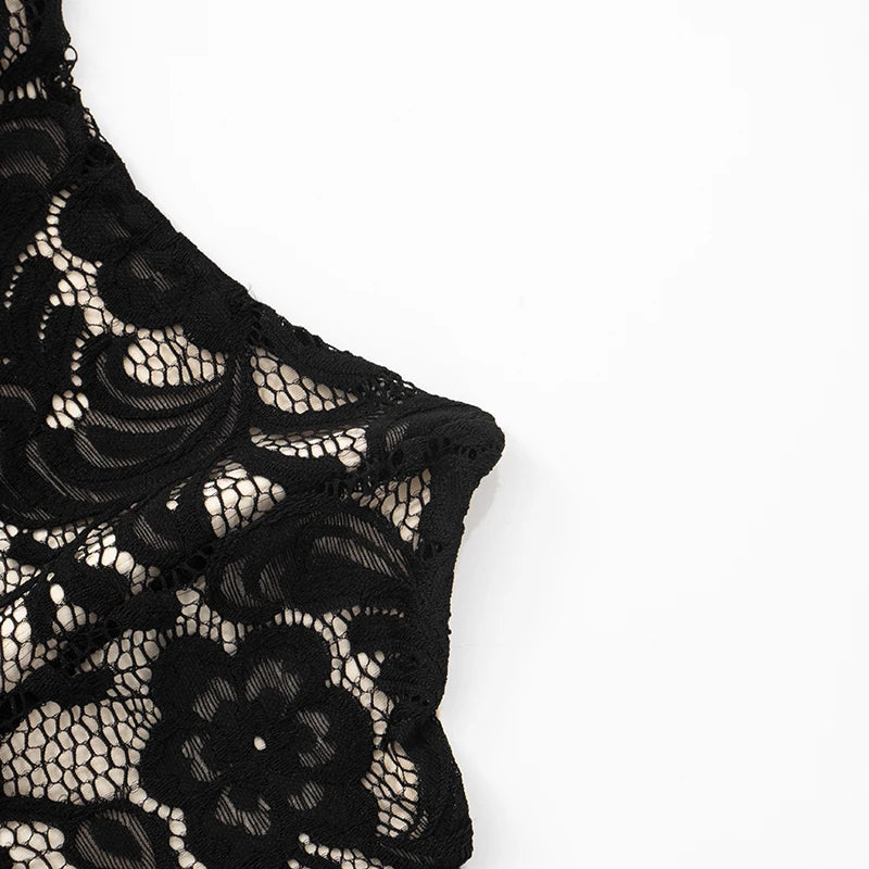 'S Color Slim Patchwork Lace Fluttering Bandage Strapless Tight Backpack Hip Mini Short Dress