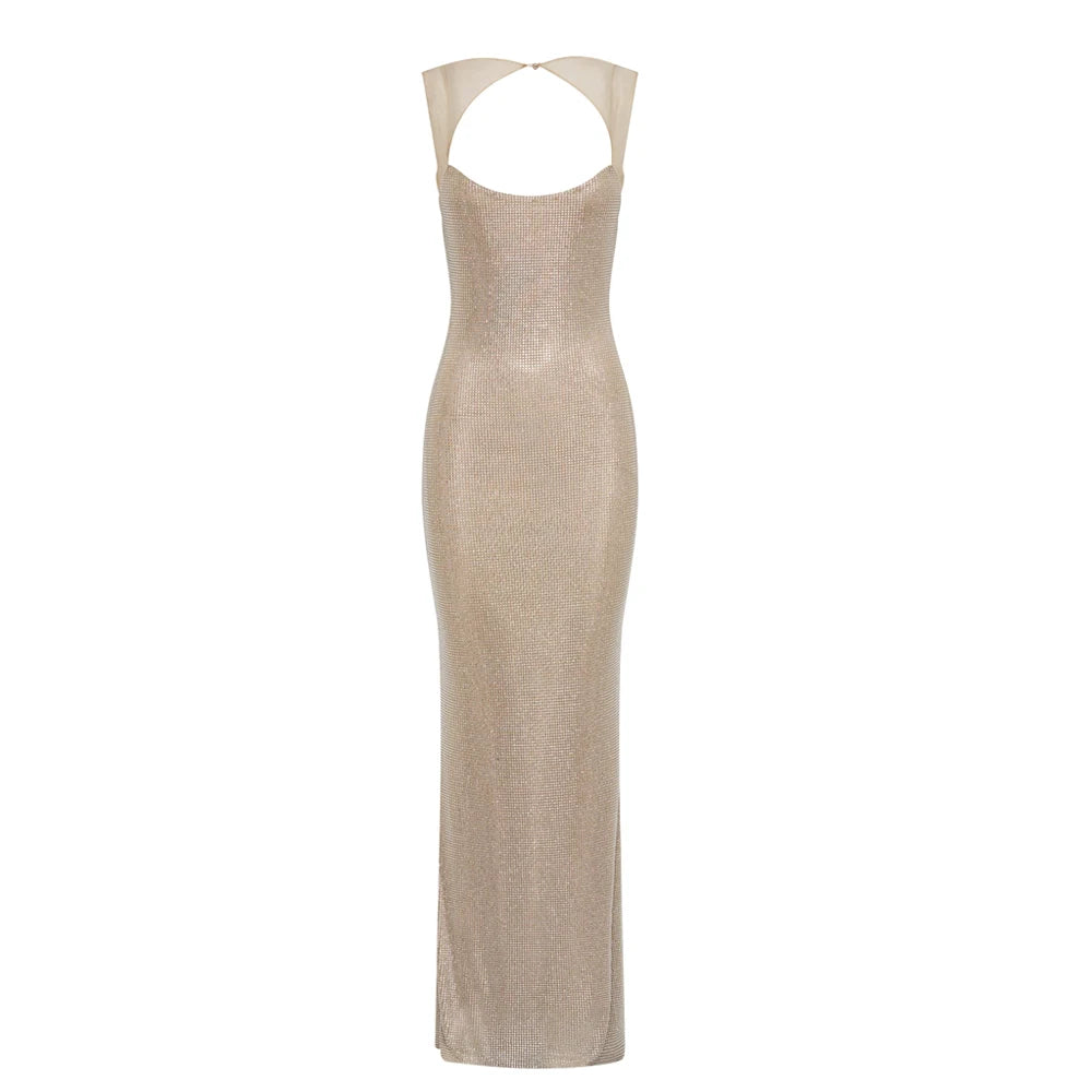 Sequins Sleeveless Maxi Dress for Luxury Long mal Occasion Dress Shiny Backless Evening Gala Dresses