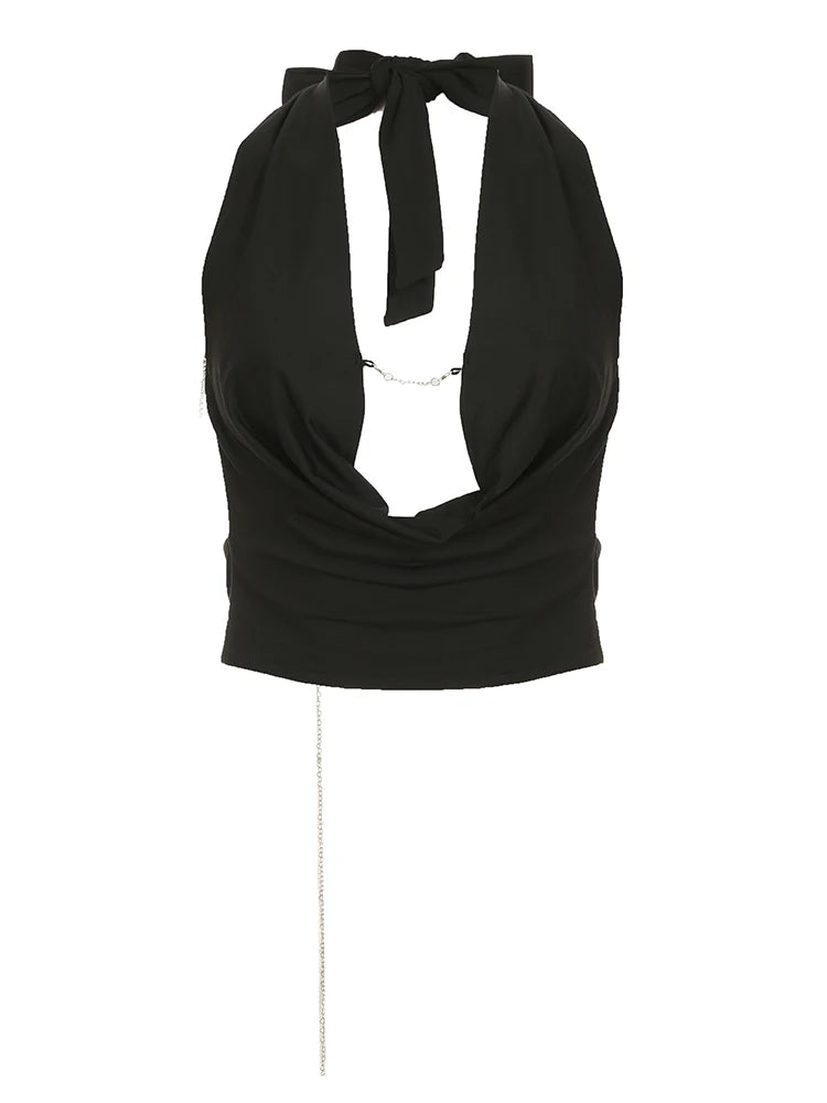 Swing Collar Tank Top Halter Backless 's