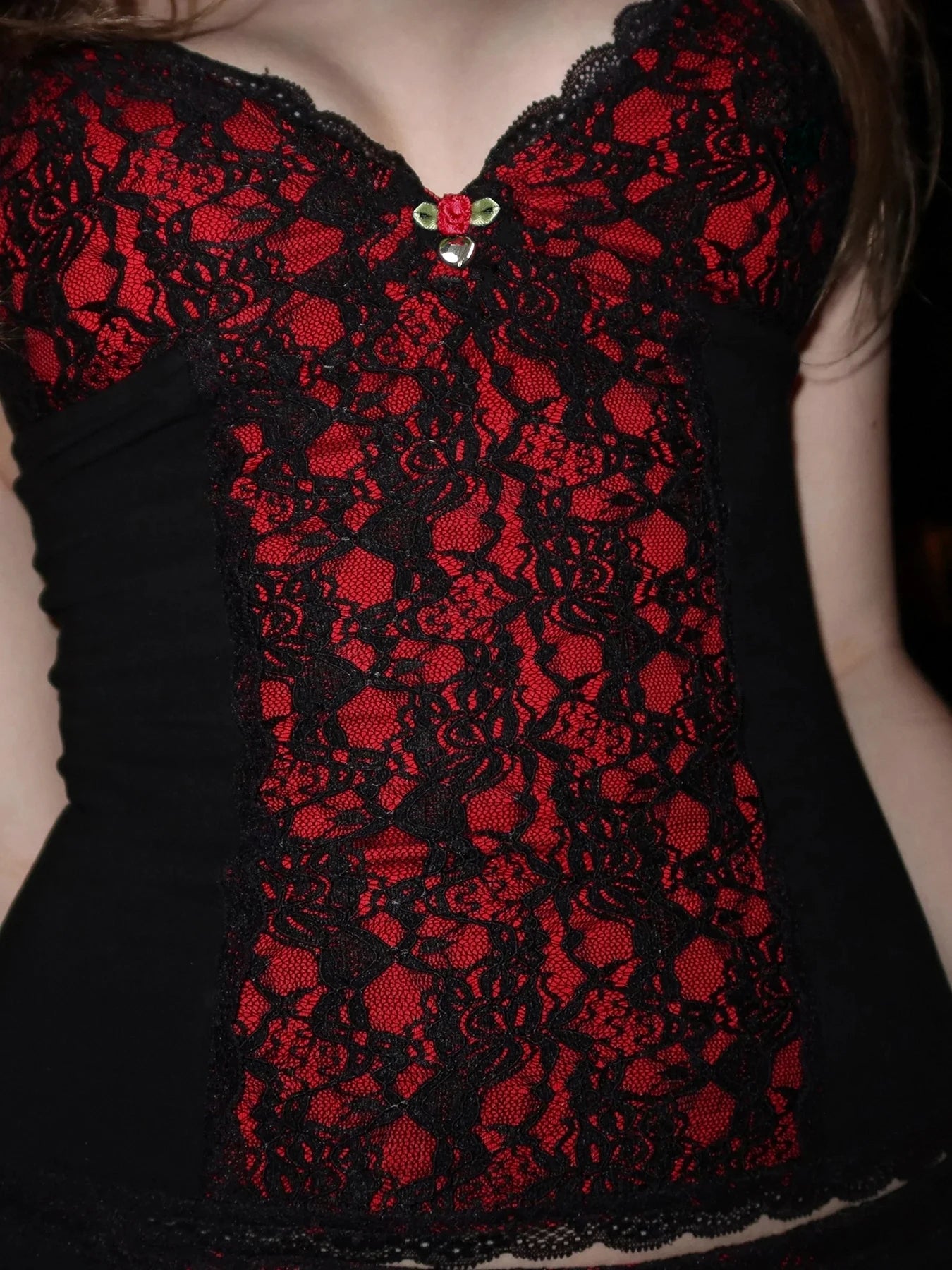 Gothic Lace Floral Vest Slim Backless Knit Top