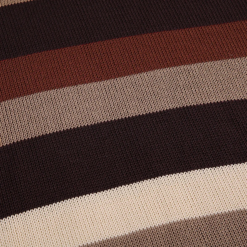 Retro V-neck Striped Sweaters Loose Pullovers Top