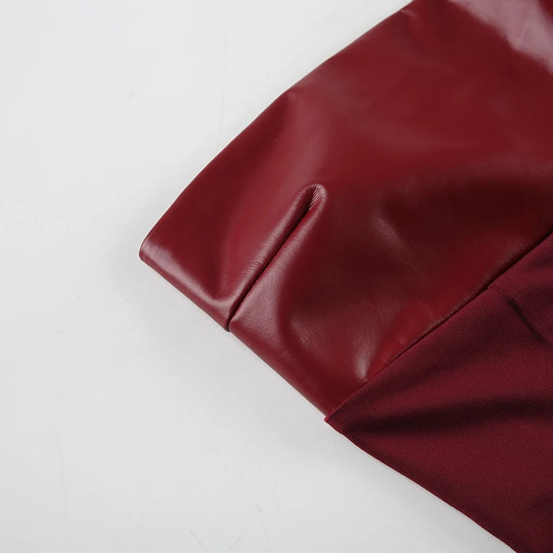 Backless Wine Two Pieces of Sets Harajuku Vest and Mini Skirts Lace Up