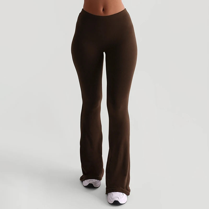 Slim color Micro Flare Pant baic Sport Jogging Trouer Floor Length Bottom