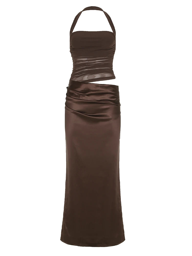Halter Dress Backless Slits Bodycon Sleeveless