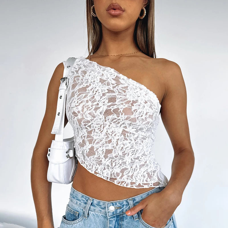Lace Irregular See Through Top