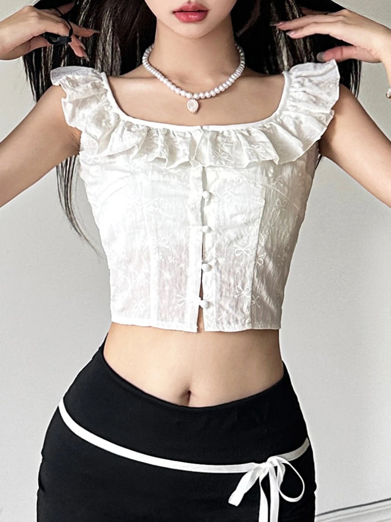 White Ruffles Tank Top