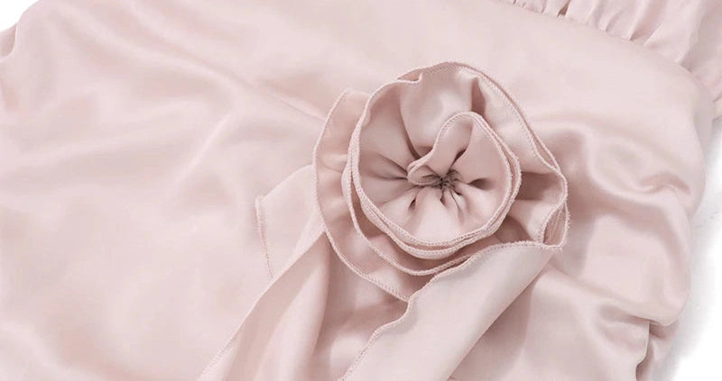 Halter 3D Flower Backless Sleeveless Satin Mini Dress