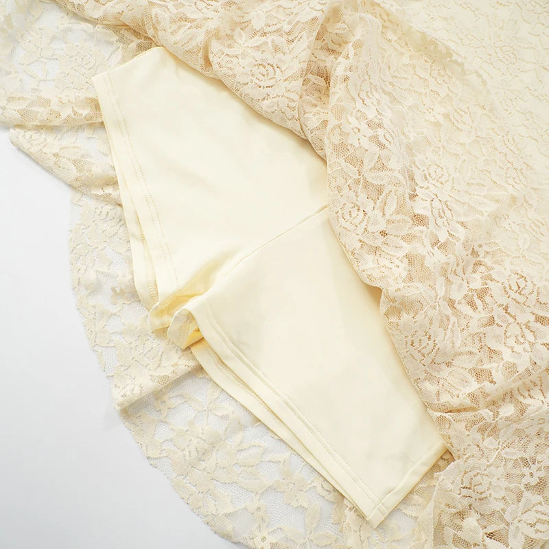 And Lace Patchwork Strapless Backless Cake Hem Short Dress Sweet