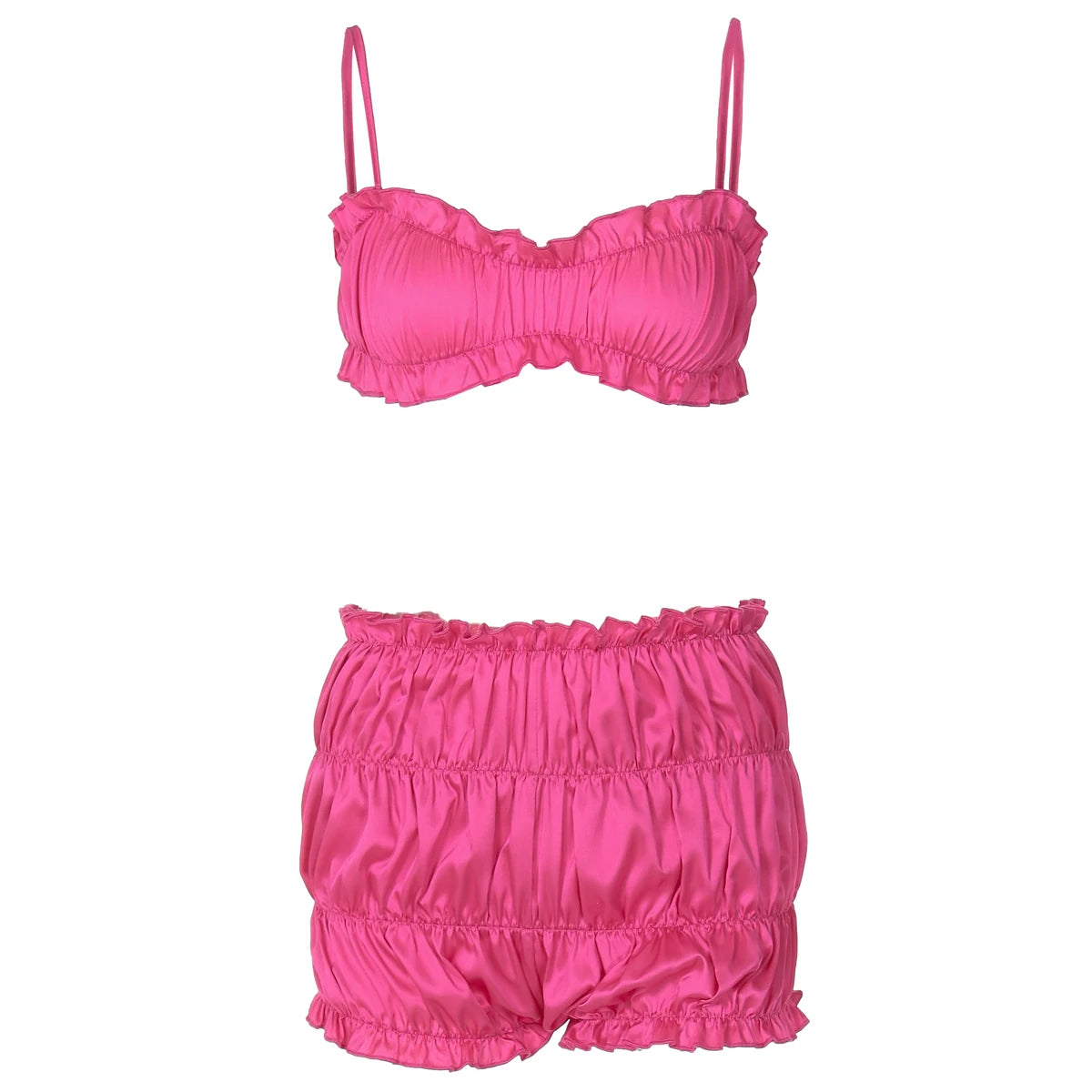 Ruched Slim Top Shorts Two Piece Set