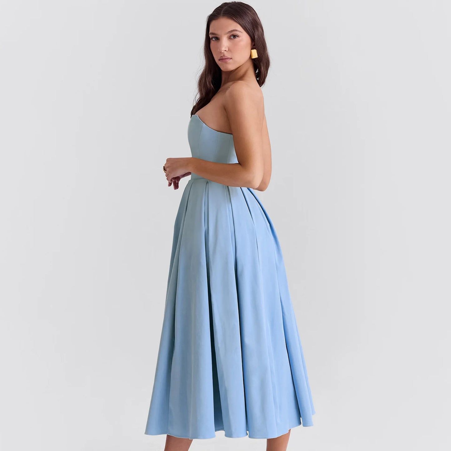 De Fiesta in Strapless Flare Dress White Corset Dress Night Dresses