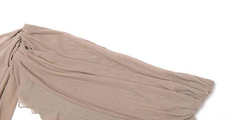 See Through t-Shirt Irregular Hem One Shoulder Pleated Ruffles Versatile Top