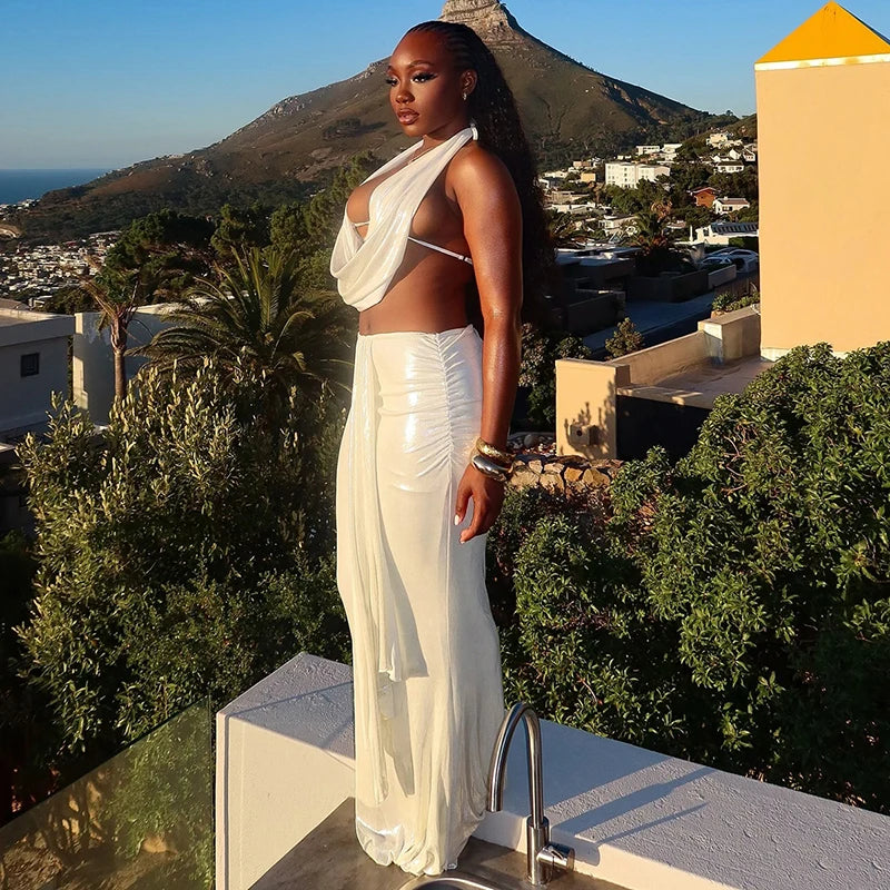 White Fishtail Two Piece Set