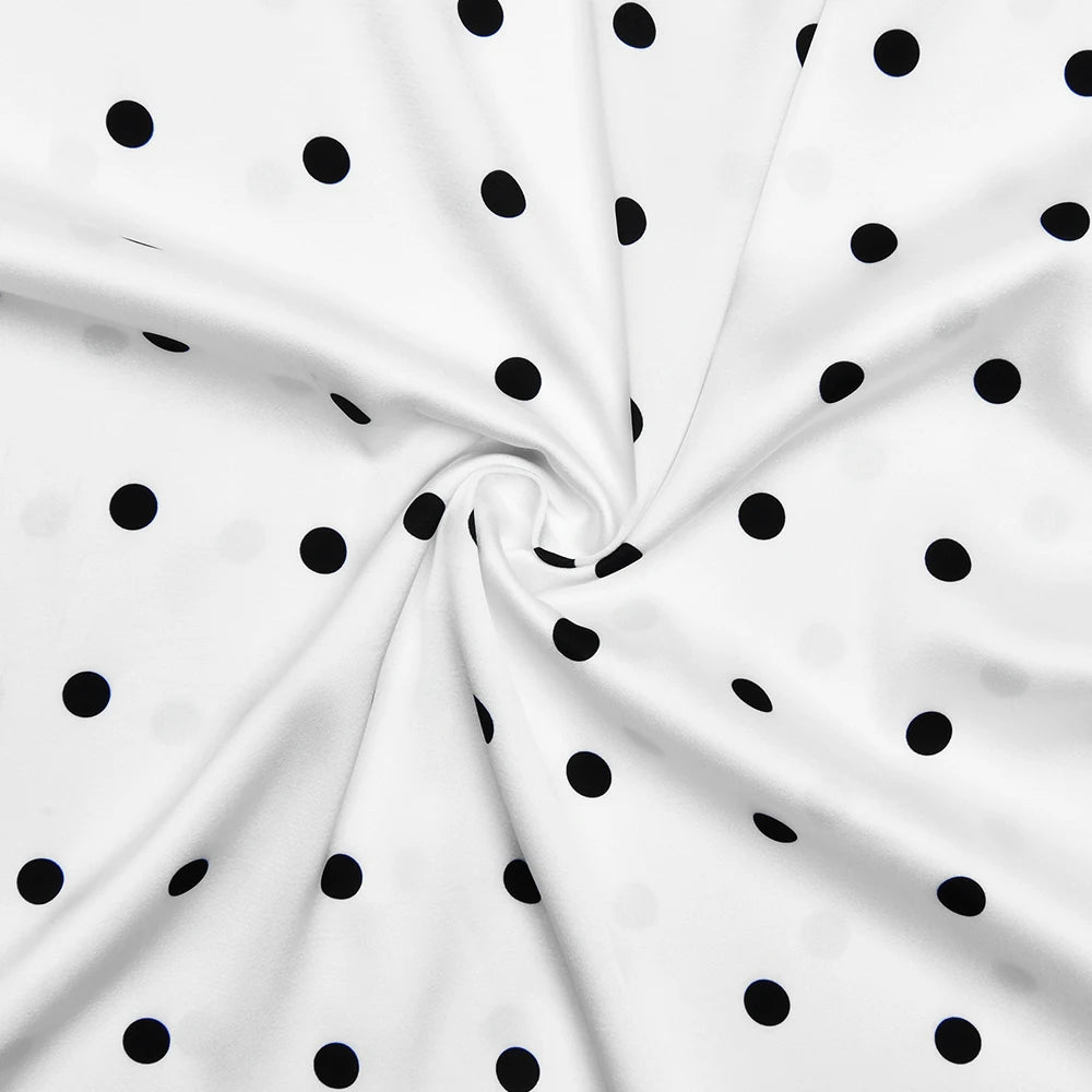 White Polka Dot Short Sleeve Slim Maxi Dress