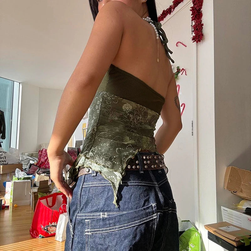 Fairycore Grunge Backless Top