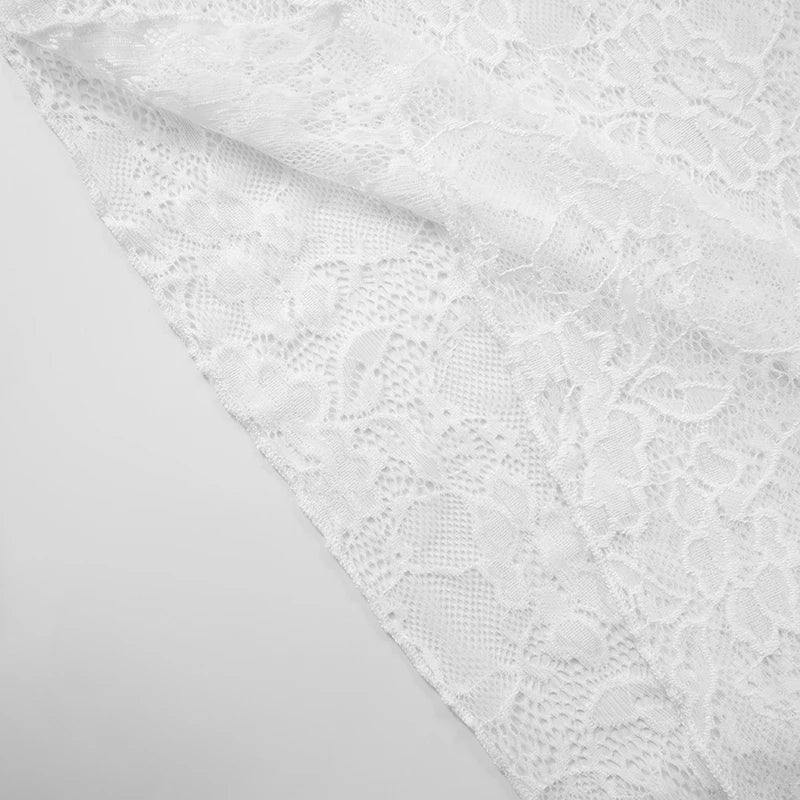 'S Slim Lace Patchwork See-Through Back Mesh Three-Dimensional Bow Camisole Top Bustier Skirt Set
