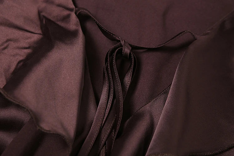 Sweet Dress v-Neck Flared Sleeves Ruffles Irregular Hem Frenulum Smooth Mini Bodycon
