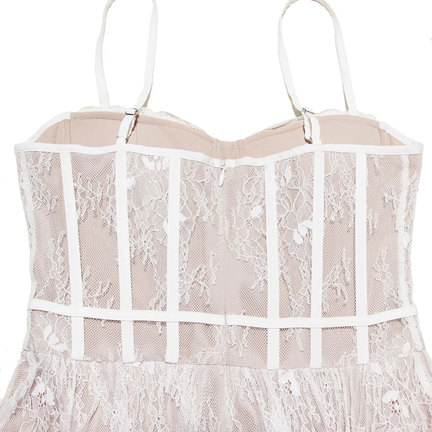 Lace Strap Bandeau Mini Dress Backless Sleeveless A-Line Mini Dress Bow High Waist Patchwork Dress