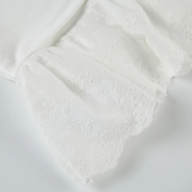 White Embroidery Mini Skirt with Short
