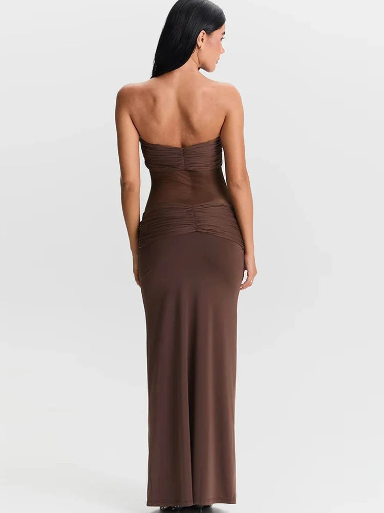 Knot Chest Wrap Dress Ruched Mesh Patchwork Sleeveless Stretch