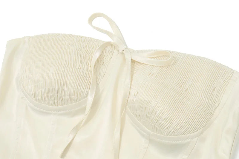 Apricot Strapless Backless Ruched Slim Top